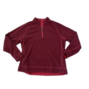Tommy Bahama Mens L Flipshore 1/4 Zip Reversible Sweatshirt Pullover Burgundy